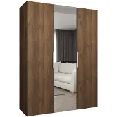 MEBLE KRYSPOL , Kleiderschrank Spiegel, 150x202x52, Warmia-Nuss, Griff Kaschmir