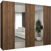 MEBLE KRYSPOL , Kleiderschrank, Schrank 250 cmx202x52, Warmia-Nuss, Kaschmir