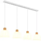 Globo Lighting LED Hängeleuchte SWANSON, höhenverstellbar, Metall, Glas, Holz, Weiß