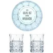 Nachtmann Whiskyglas Gravur Das Glas ist immer Halbvoll, Whiskeygläser Set, Gravur, Geschenk, Kristallglas, 345 ml, 2er Set