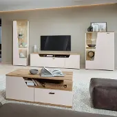Lomadox Wohnzimmer-Set in Kaschmir & Eiche mit Couchtisch, 4-teilig - CARMONA-129