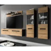 Inn.Furn Wohnwand "Cooper" in Artisan Eiche und grau 4-teilig 270 cm hängend oder stehend, Soft-Close