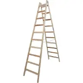 Krause Holz-Sprossen-Doppelleiter 2x10 Arbeitshöhe:ca.4,05m 16,5kg 170125