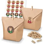 Itenga SET Adventskalender 24x Tüten + Klammern + Zahlensticker (Z45)