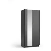 Masseno Schiebetürenschrank CERON 100/182/54,6cm 2-türig mit Spiegel Schwarz