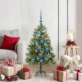 vidaXL Eleganten-Stil Künstlicher Klapp-Weihnachtsbaum mit Tannenzapfen Grün 120 cm DE2023992
