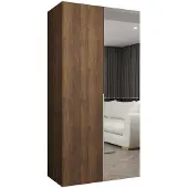 MEBLE KRYSPOL , Kleiderschrank Spiegel, 100x202x52, Warmia-Nuss, Griff Kaschmir