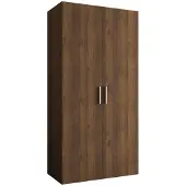 MEBLE KRYSPOL Schrank 100x202x52 cm mit Kleiderstange, 2xTür, BARI, Warmia-Nuss, Griff Silber