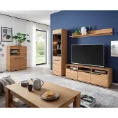 Lomadox Wohnmöbel Set in Eiche teilmassiv mit Couchtisch & LED-Beleuchtung, 5-teilig - AVESTA-06