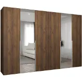 MEBLE KRYSPOL , Kleiderschrank Spiegel, 300x202x52, Warmia-Nuss, Griff Kaschmir