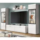 Inn.Furn Wohnwand "Cover" in weiß Hochglanz 4-teilig 280 x 160 cm