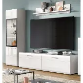 Inn.Furn Wohnwand "Cover" in weiß Hochglanz 3-teilig 220 x 160 cm