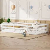 Xkiss Kinderbett mit 4-Seiten-Gitter, Bett einfach aufzubauen (140x200 cm, weiß)