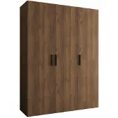 MEBLE KRYSPOL Schrank 150x202x52 cm mit Kleiderstange, 3xTür, BARI, Warmia-Nuss, Griff Schwarz