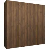 MEBLE KRYSPOL , Kleiderschrank, Schrank 200x202x52, Warmia-Nuss, Griff Gold