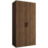 MEBLE KRYSPOL Schrank 100x202x52 cm mit Kleiderstange, 2xTür, BARI, Warmia-Nuss, Griff Schwarz