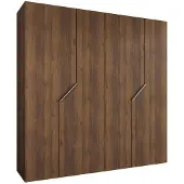 MEBLE KRYSPOL Schrank 200x202x52 cm mit Kleiderstange, 4xTür, ANDREW, Warmia-Nuss, Griff Kaschmir