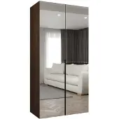 MEBLE KRYSPOL , Kleiderschrank Spiegel, 100x202x52, Warmia-Nuss, Griff Schwarz