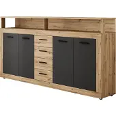 Lookway Kommode ROMANO mit Schubladen, Eiche Artisan / Schwarz matt