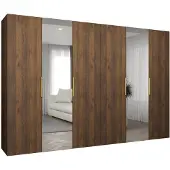 MEBLE KRYSPOL , Kleiderschrank, Schrank 300 cmx202x52, Warmia-Nuss, Gold