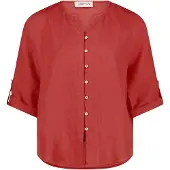 Cartoon Klassische Bluse "Leinenbluse mit V-Ausschnitt", Damen, Gr. 42, braun (rust braun), Obermaterial: 100% Leinen LI., Blusen Klassische Bluse