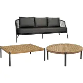 Stern Odea/Taro Gartenlounge-Set 3-teilig rechteckig/rund/3-Sitzer/schwarz