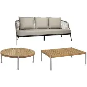 Stern Odea/Taro Gartenlounge-Set 3-teilig rechteckig/rund/3-Sitzer/grau