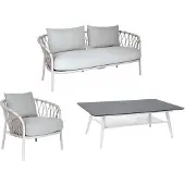 Stern Klea/Vanda Gartenlounge-Set 3-teilig weiß/grau