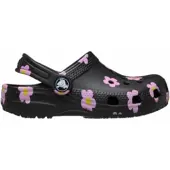 Crocs Clog Kleinkinder Classic Flower Clog Black-Schuhgröße 19 - 20