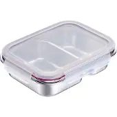 Westmark Lunchbox "Edelstahl Lunch Box/ Frischhaltedose, geteilt, 450 + 280 ml", (1 tlg.), auslaufsichere Brotdose – mikrowellen- & ofenfest
