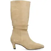 Manfield Beigefarbene Veloursleder-Stiefel | Größe 39
