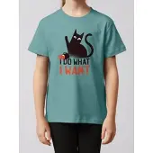 Wat? Apparel T-Shirt Cat in Teal Monstera | Gr.: 122/128