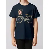 Wat? Apparel T-Shirt Fahrrad mit Blumen in Dunkelblau | Gr.: 134-146