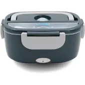 INF Elektrische Lunchbox mit Oxford-Stofftasche und Gabellöffel aus Edelstahl Grey