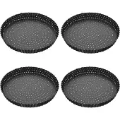 Semoic 4er-Set Quicheformen, 5-Zoll, rund, perforiert