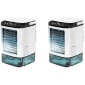 Semoic 2X Tragbare Klimaanlage, Tragbarer Ventilator, Dual-Spray, Ultraschall-Zerstäubung, Geschwindigkeits-Stummschaltung, Luftkühler