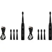 Zandona 2X Ultraschall Sonic Electric Zahnbürste Ladezahnbürsten Waschbare Schwarz