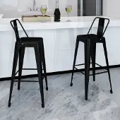 vidaXL Stabli Möbel Barhocker 2 Stk. Schwarz Stahl CC9287071