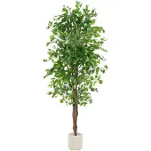 ML-Design Kunstpflanze Ficus 210 cm, künstlicher Baum mit Naturholzstamm im Topf für Innen & Außen