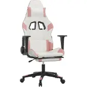 Syfax Gaming-Stuhl mit Fußstütze Weiß und Rosa Kunstleder