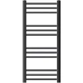 LuxeBath Elektrischer Badheizkörper Sahara 400x800mm Anthrazit gebogen Seitenanschluss + Heizstab 300W Thermostat Handtuchheizkörper Handtuchwärmer