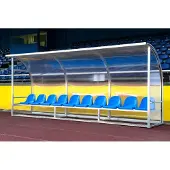 Helo Spielerkabine Champion 3 Meter Sitzschalen grün
