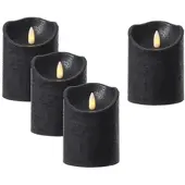 MARELIDA 4er Set LED Kerzenset Rustik Optik Echtwachs flackernd H: 10cm in schwarz | Gr.: onesize