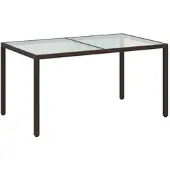 Furnicato Gartentisch 150x90x75 Cm Gehärtetes Glas Poly Rattan Braun