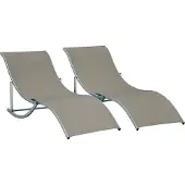 Outsunny 2er Set Sonnenliege Gartenliege Stoffliege Alu Texteline Hellgrau