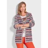 Goldner Luftige multicolore Strickjacke in cremeweiß / pfirsich / gemustert | Gr.: 44
