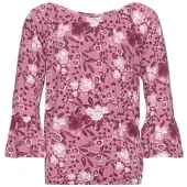 Kidsworld Carmenshirt in bordeaux geblümt | Gr.: 140/146