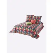 HEINE Tagesdecke in rot-bunt | Gr.: 250-x-270-cm