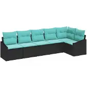 vidaXL Sofa Set 6 Stk. Schwarz [Synthetisch]: Poly Rattan