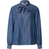 BOSS Langarmbluse "Betilla Premium Damenmode" mit Schal-Detail, Denim-Look